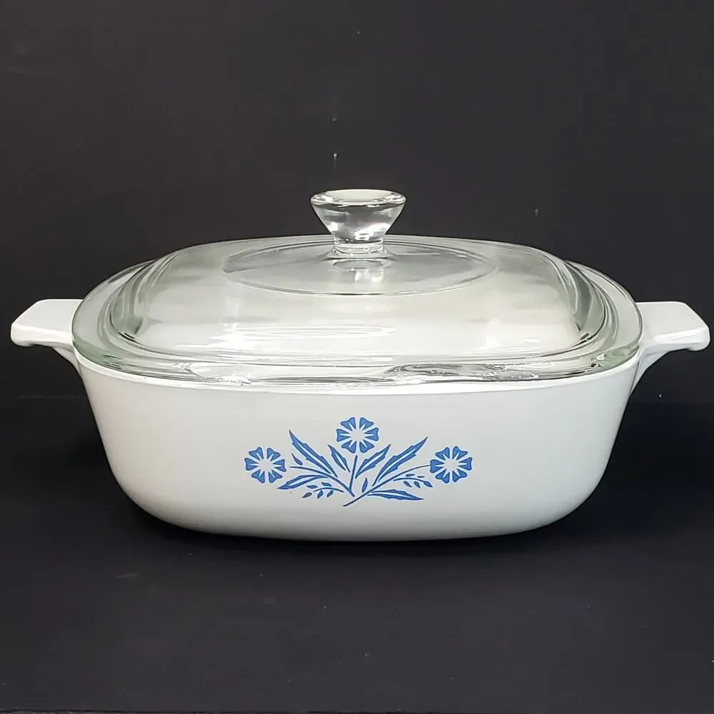 Vtg Corning Ware Casserole Dish Blue Cornflower 1 qt P-1-B Farmcore Country